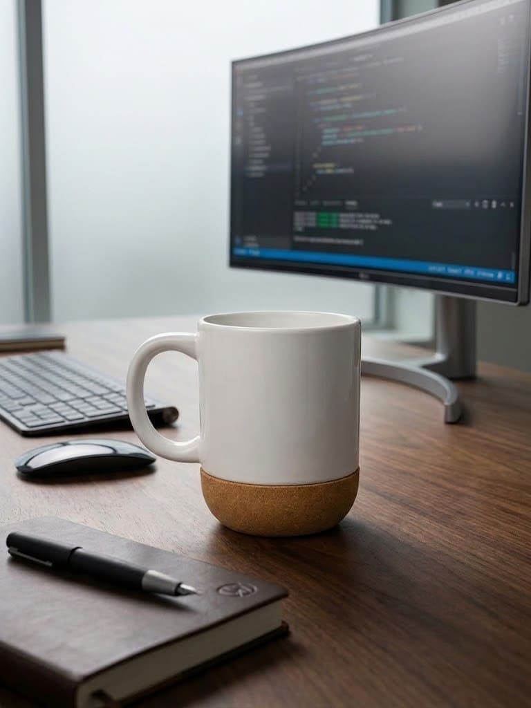 Coffee Cup With Wood Base