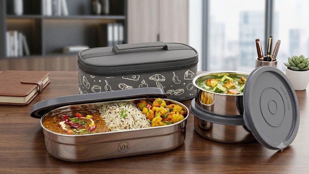 Elegant (250*2+1 Chapati 500=1000 ml) - Steel Chapati Box